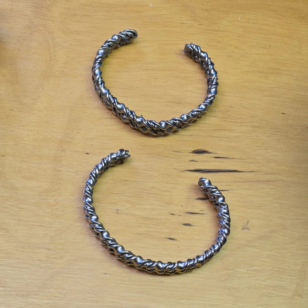 2 Vintage silver tone cuff bracelets